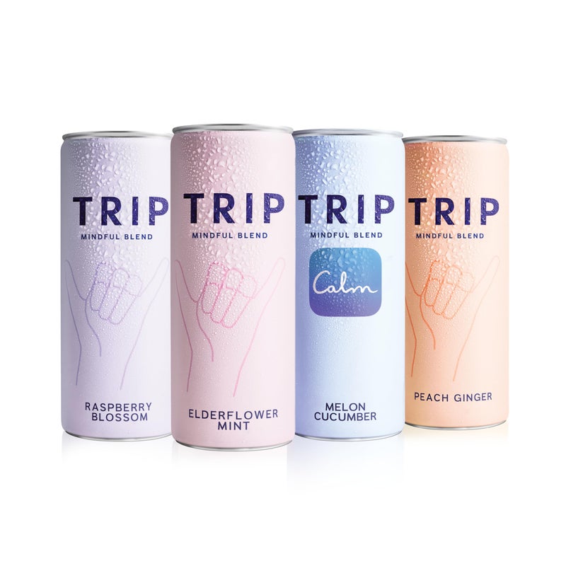 Trip Mindful Blend, Lightly Sparkling Adaptogen Seltzer, Mocktail w/ 120mg Magnesium Citrate with Ashwagandha, Lions Mane & L Theanine, No Added Sugar, Vegan, Original Variety Pack, 12 Oz, 12Pk - Image 1